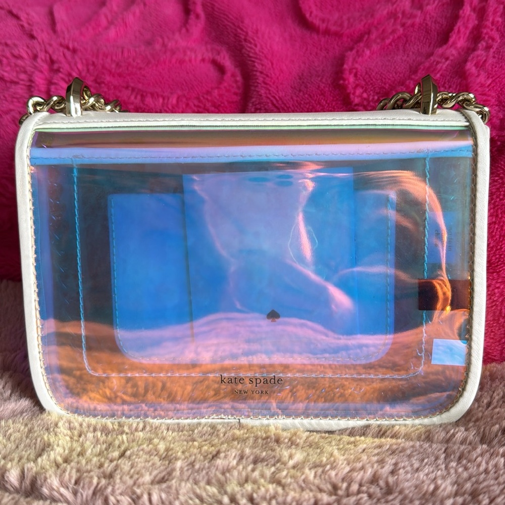 ✨ S O L D ✨ Kate Spade Optic White Hologram Iridescent Nicola Bag - Picture 6 of 11